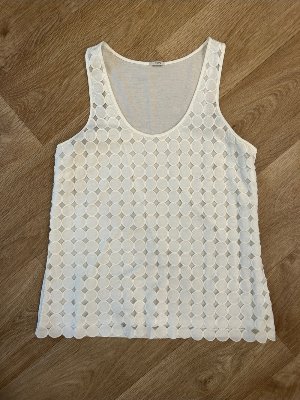 J. Crew White Circle Lace top